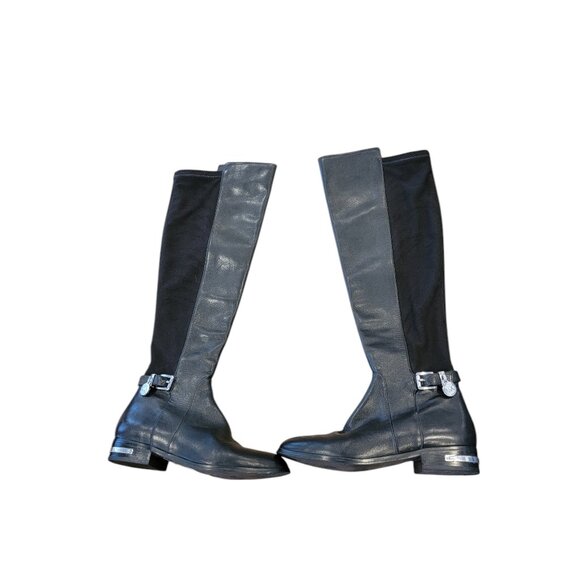 MICHAEL KORS Hamilton Stretch Leather Boots Size 6M Tall Riding Zip - Picture 1 of 16